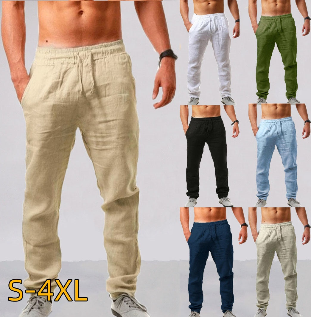💥👖【S-4XL】Pantaloni sport casual, largi, respirabili, de vară 2025, din bumbac și in💨--3971669