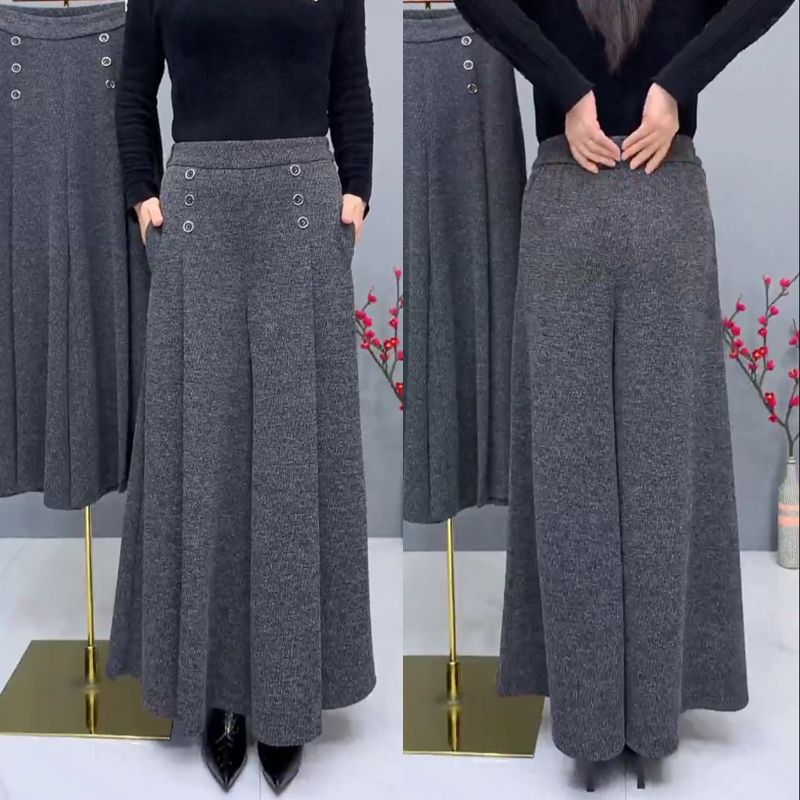 🤩【XL-4XL】Culottes de lână groasă și caldă😚pantaloni largi și elastici cu picior larg_3869242