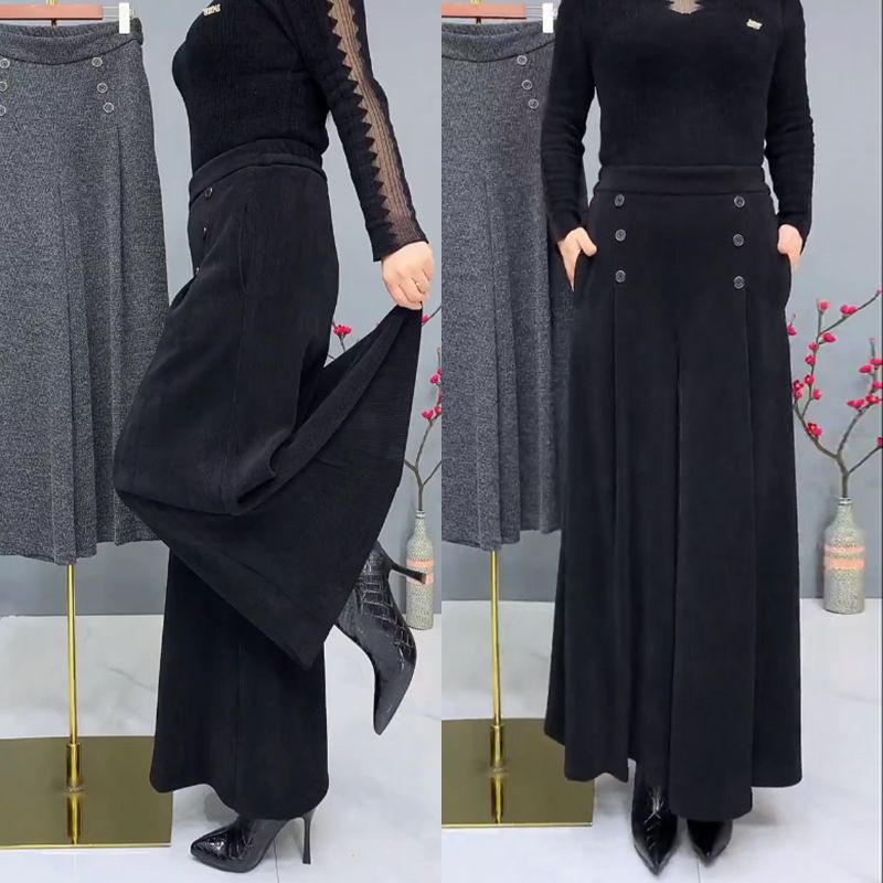 🤩【XL-4XL】Culottes de lână groasă și caldă😚pantaloni largi și elastici cu picior larg_3869242