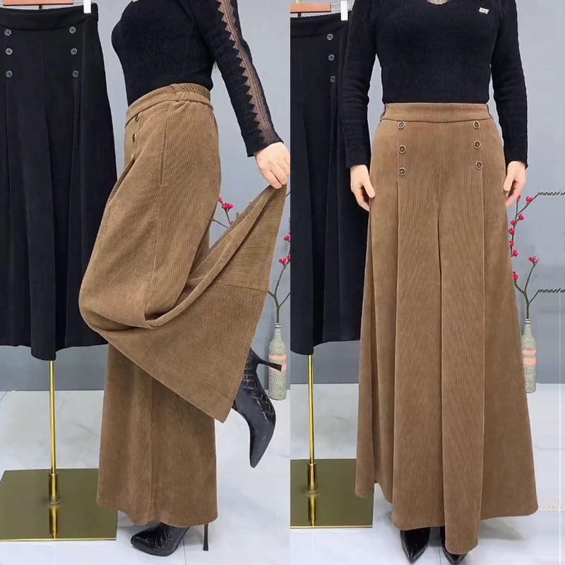 🤩【XL-4XL】Culottes de lână groasă și caldă😚pantaloni largi și elastici cu picior larg_3869242