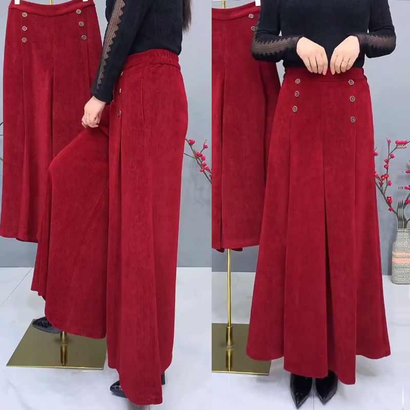 🤩【XL-4XL】Culottes de lână groasă și caldă😚pantaloni largi și elastici cu picior larg_3869242