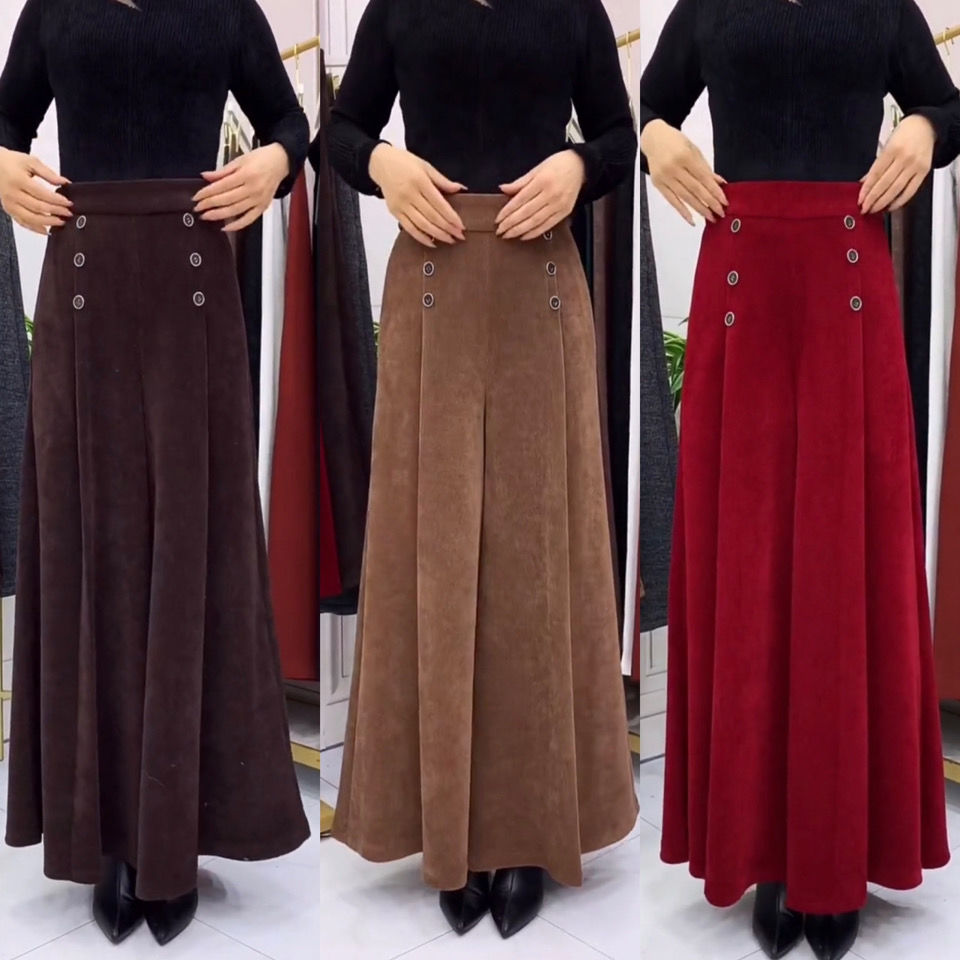 🤩【XL-4XL】Culottes de lână groasă și caldă😚pantaloni largi și elastici cu picior larg_3869242