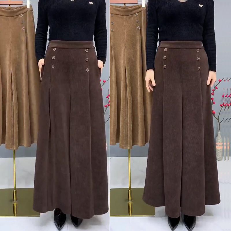 🤩【XL-4XL】Culottes de lână groasă și caldă😚pantaloni largi și elastici cu picior larg_3869242